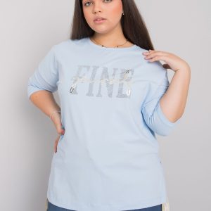 Wholesale Light blue plus size blouse with rhinestones Elena