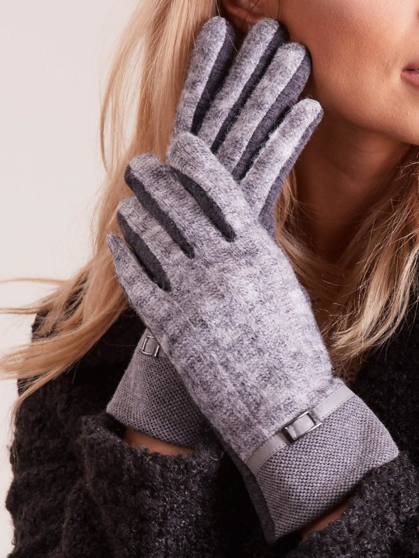 Wholesale Dark Grey Gloves with Knitted Insert