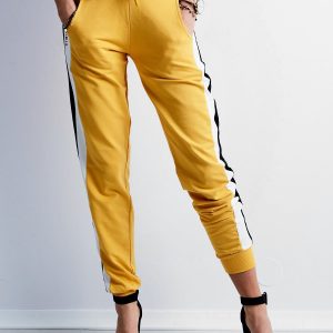 Wholesale Yellow sweatpants with stripes