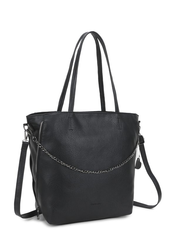 Wholesale LUIGISANTO black eco leather shopper bag