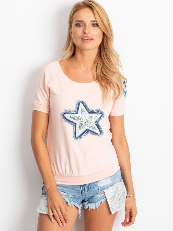 Wholesale Peach blouse with star