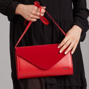 Wholesale Red clutch bag with suede flip