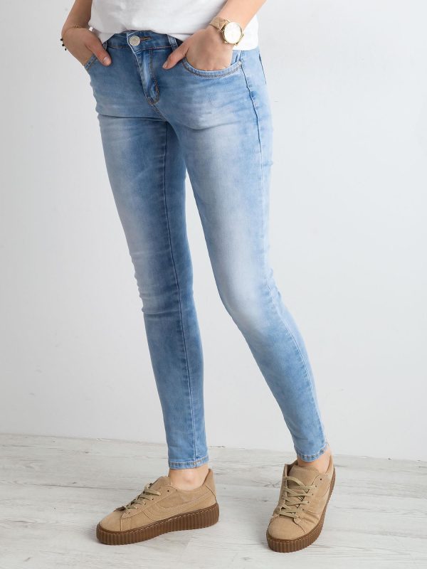 Wholesale Blue denim tube pants