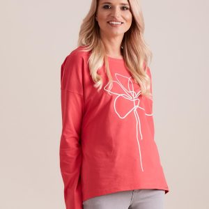 Wholesale Coral Long Sleeve Blouse