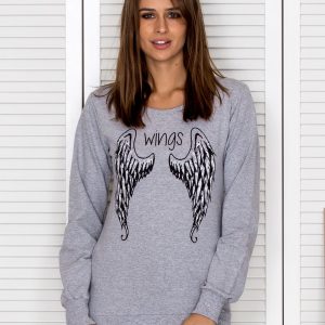 Wholesale Grey sweatshirt with wings