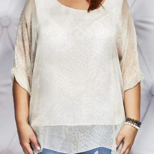 Wholesale White mist blouse with flowers PLUS SIZE