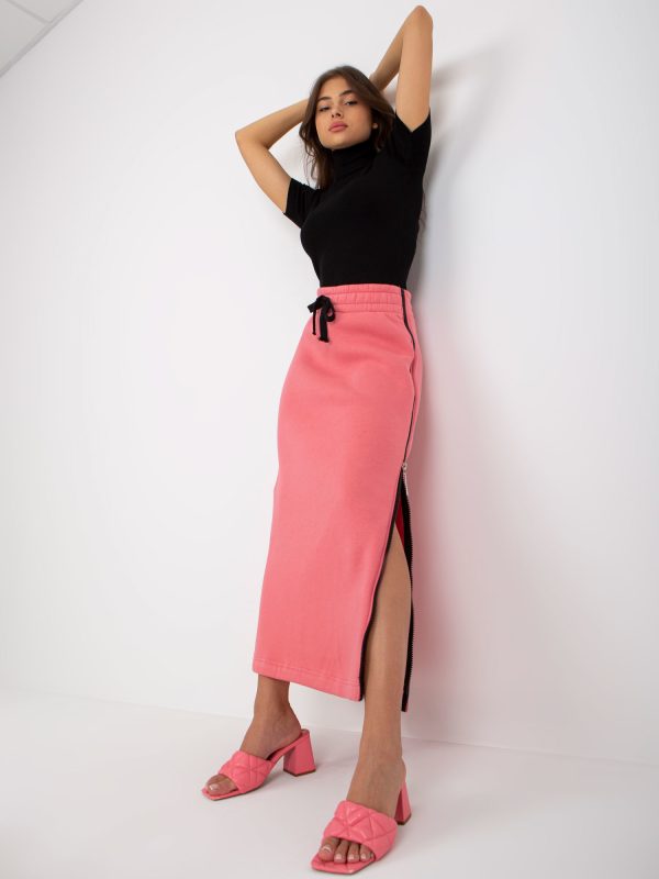 Wholesale Coral midi sweatshirt skirt with binding