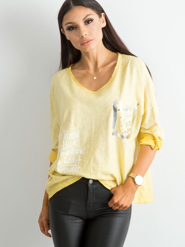 Wholesale Yellow Loose Ladies Blouse