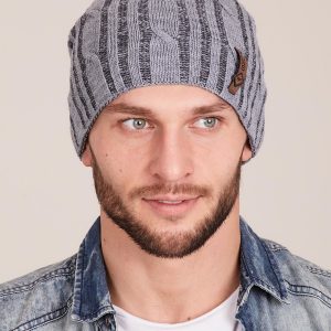 Wholesale Gray men's winter cap with braids