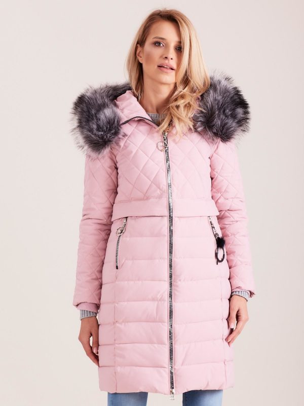 Wholesale Pink Quilted Winter Jacket