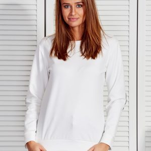 Wholesale White sweatshirt with gold neckline and cutout