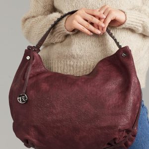 Wholesale Large burgundy bag with studs on the belt