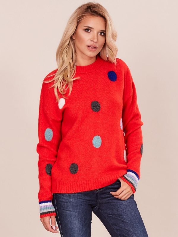 Wholesale Red sweater with peas