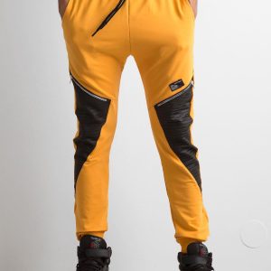 Wholesale Dark Yellow Men's Sweatpants with Applique