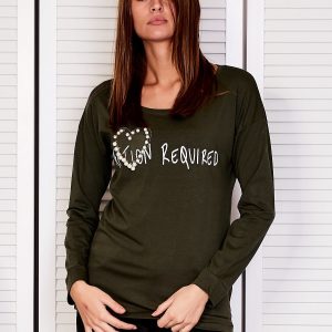 Wholesale Women's blouse with heart from khaki beads