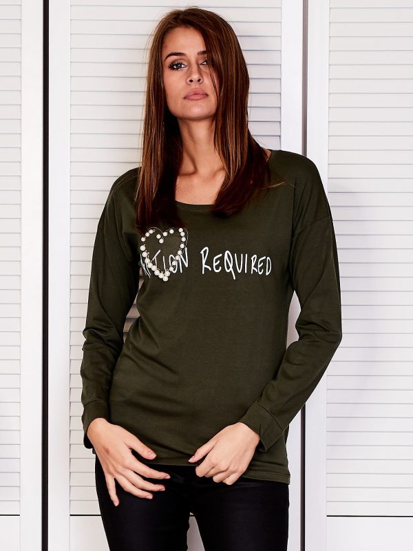 Wholesale Women's blouse with heart from khaki beads