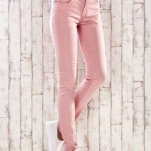 Wholesale Pink skinny jeans pants with higher waist