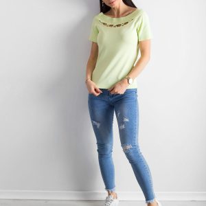 Wholesale Light green blouse with cutouts