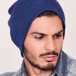 Wholesale Blue and black men's hat with small stripes