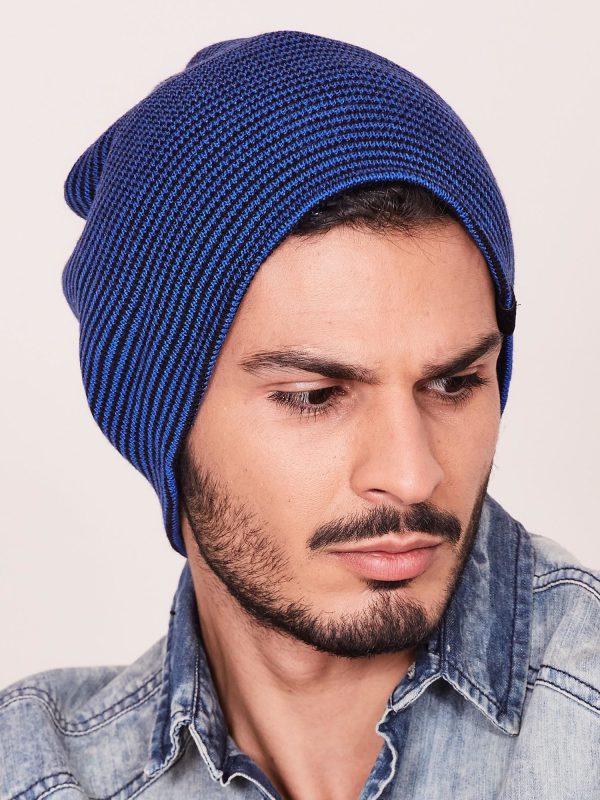 Wholesale Blue and black men's hat with small stripes