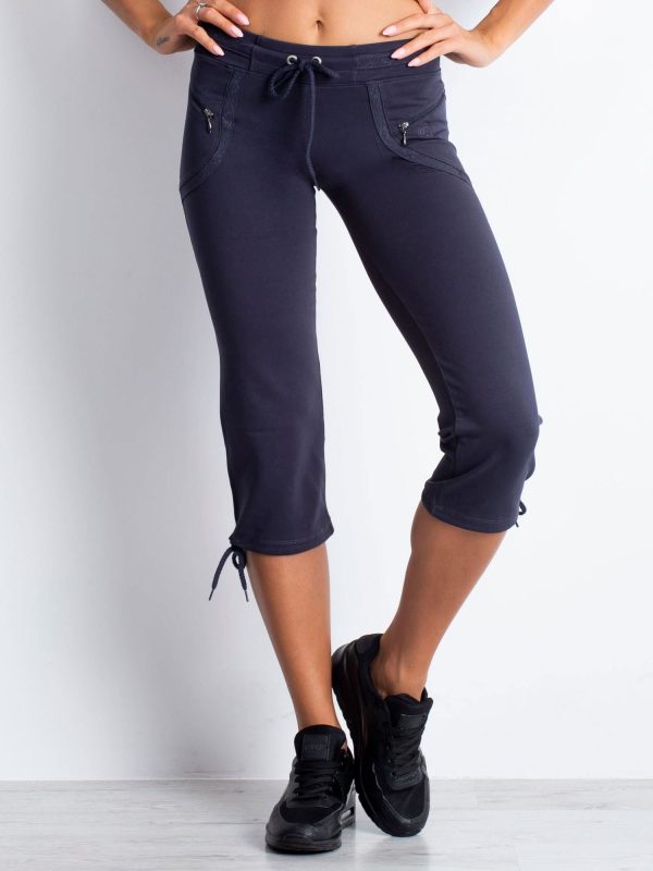 Wholesale Graphite capri sweatpants with zipper pockets