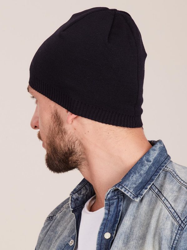 Wholesale Navy blue men's hat with ribbing