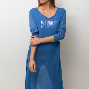 Wholesale Blue blouse with mesh layer