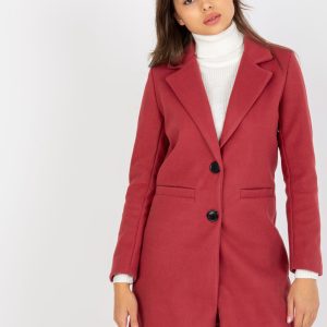 Wholesale Dark pink classic coat with Dalida pockets