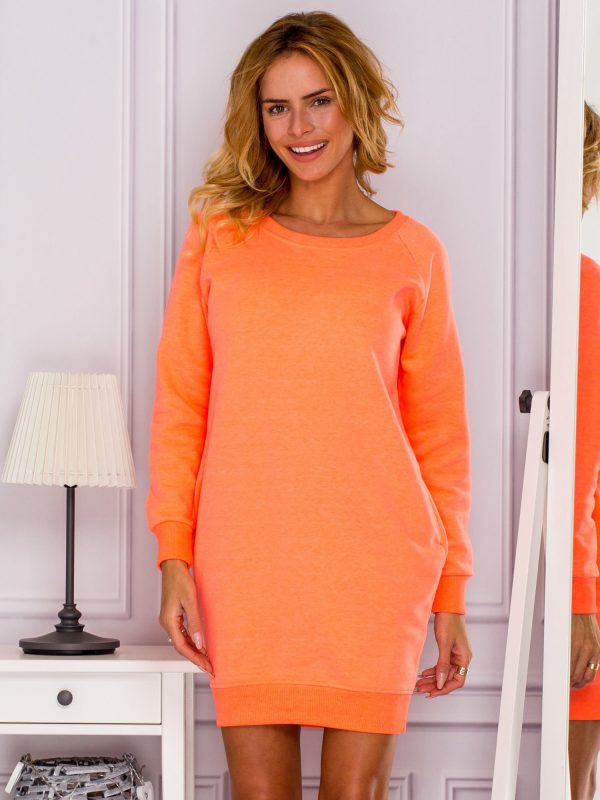 Wholesale Fluo pink padded sweatshirt tunic