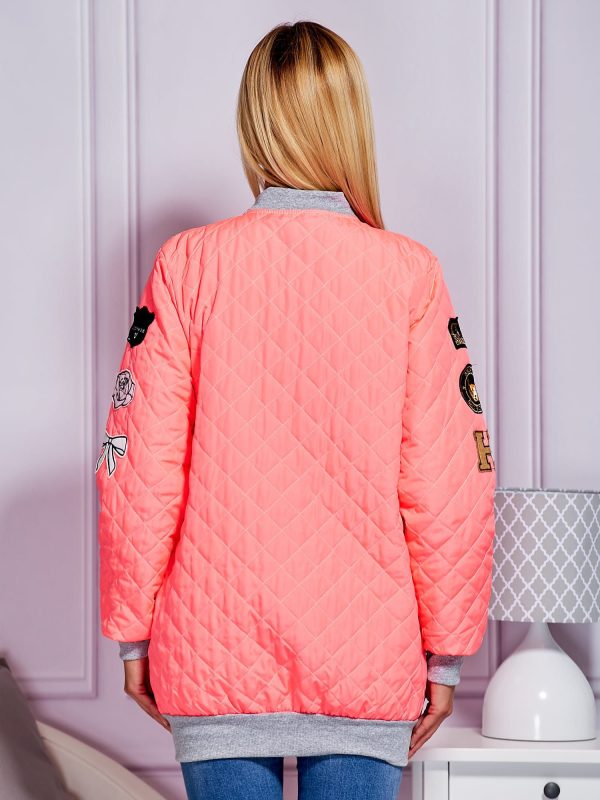 Wholesale Quilted bomber jacket with fluoride pink