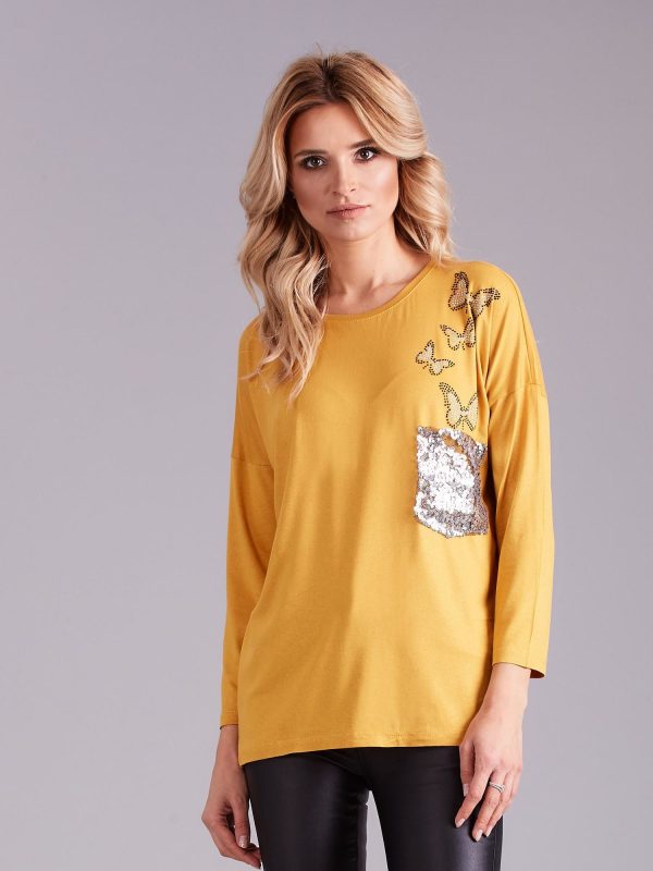 Wholesale Yellow blouse for women with embellishment