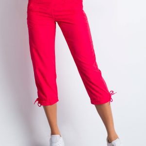 Wholesale Pink capri sports pants with buttons