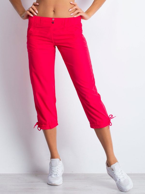 Wholesale Pink capri sports pants with buttons