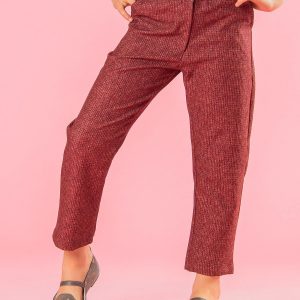 Wholesale Brick girls pants with knitted print