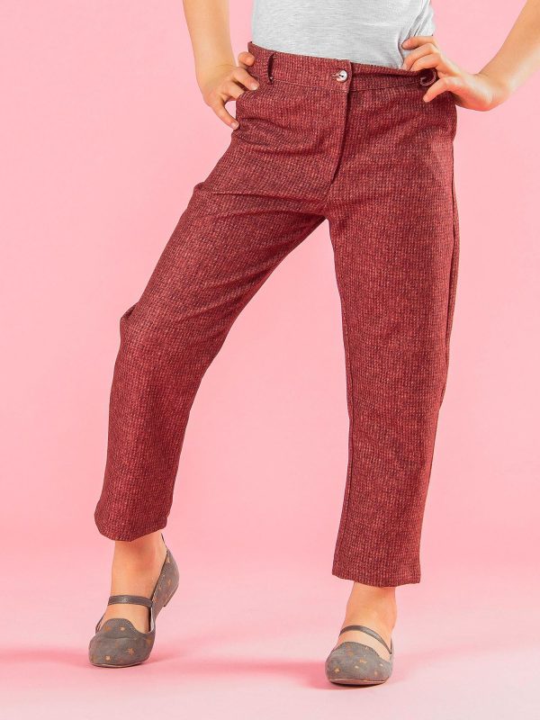 Wholesale Brick girls pants with knitted print