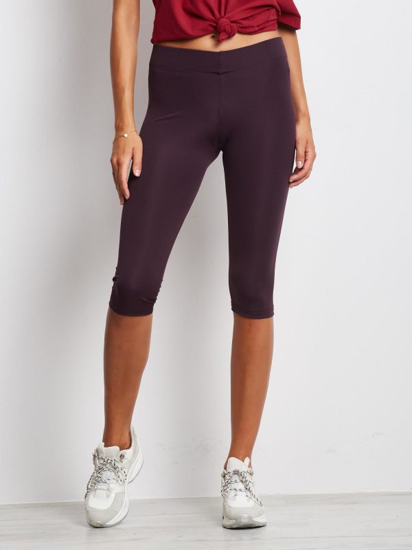 Wholesale Dark Purple Medium Thickness Fitness Short Leggings