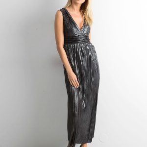 Wholesale Black Pleated Maxi Dress