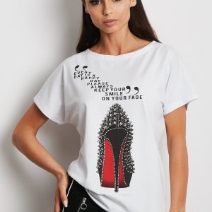 Wholesale White T-shirt with high heel