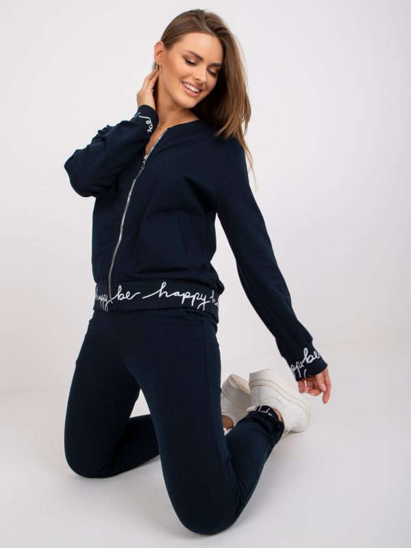 Wholesale Navy Blue Two-Piece Casual Set in Cotton