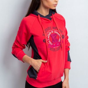 Wholesale Coral sweatshirt with inscription and hoodie