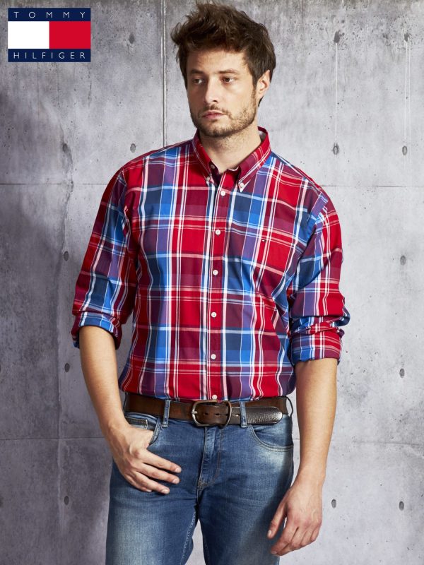 Wholesale TOMMY HILFIGER Men's Red Plaid Shirt