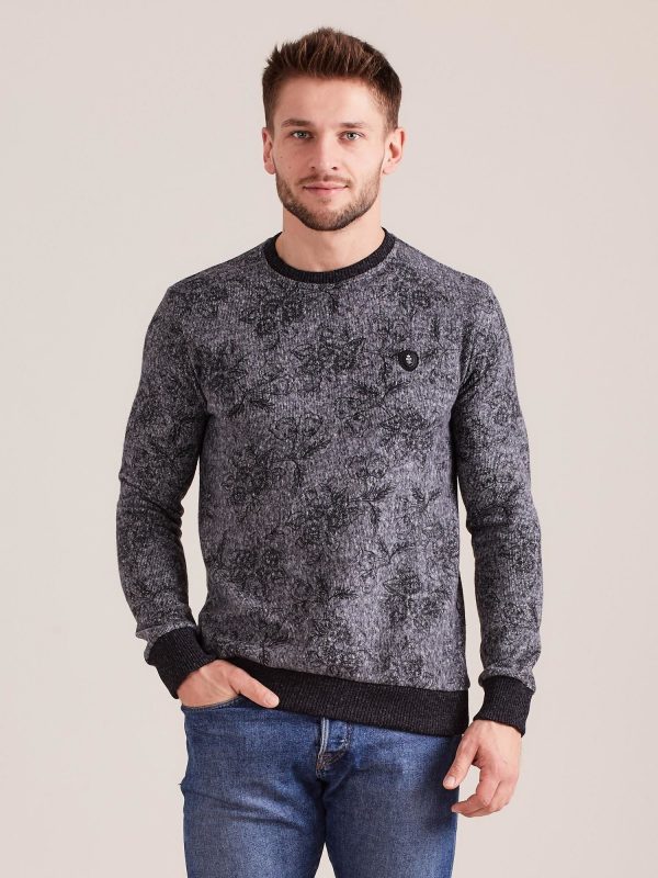 Wholesale Grey Patterned Sweatshirt for Men