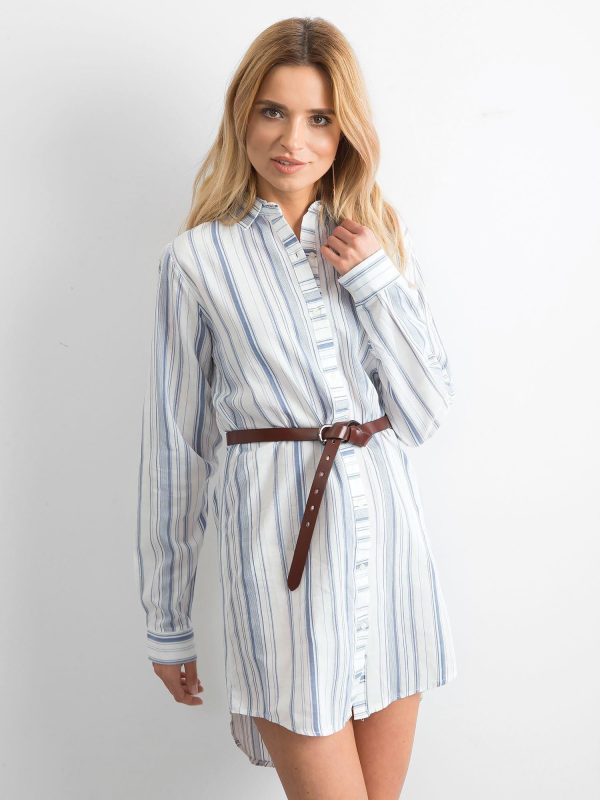 Wholesale White Striped Shirt Dress