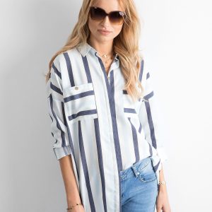 Wholesale Blue and white striped oversize shirt