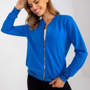 Wholesale Blue Long Sleeve Bomber Sweatshirt