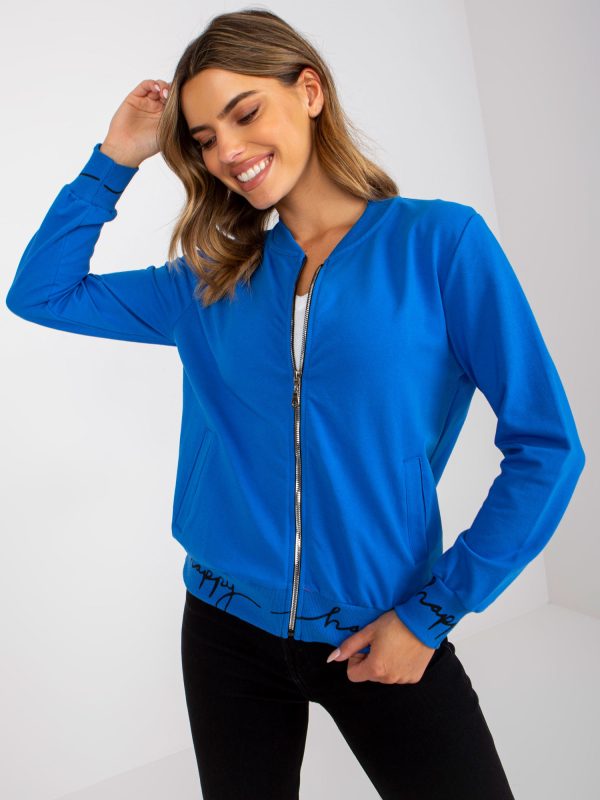 Wholesale Blue Long Sleeve Bomber Sweatshirt