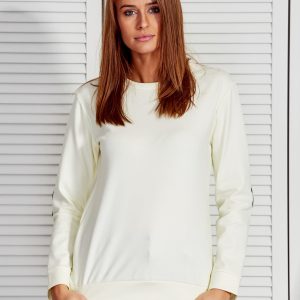 Wholesale Light yellow sweatshirt with gold neckline and cutout