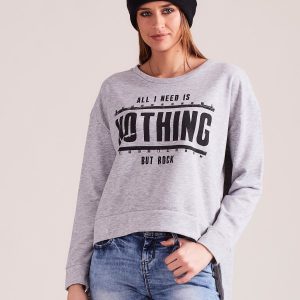 Wholesale Grey asymmetrical oversize sweatshirt with print