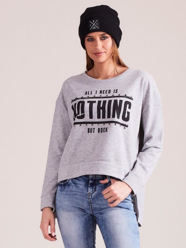 Wholesale Grey asymmetrical oversize sweatshirt with print