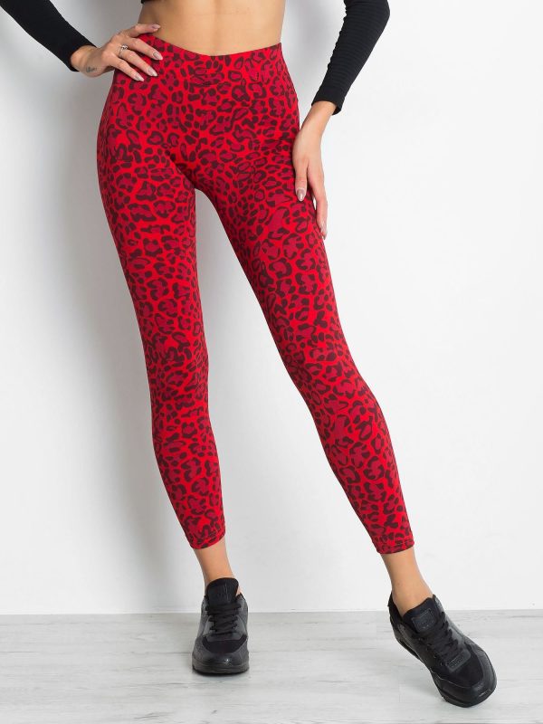 Wholesale Red Long Slim Leoptern Sport Leopper Leopd Leggings